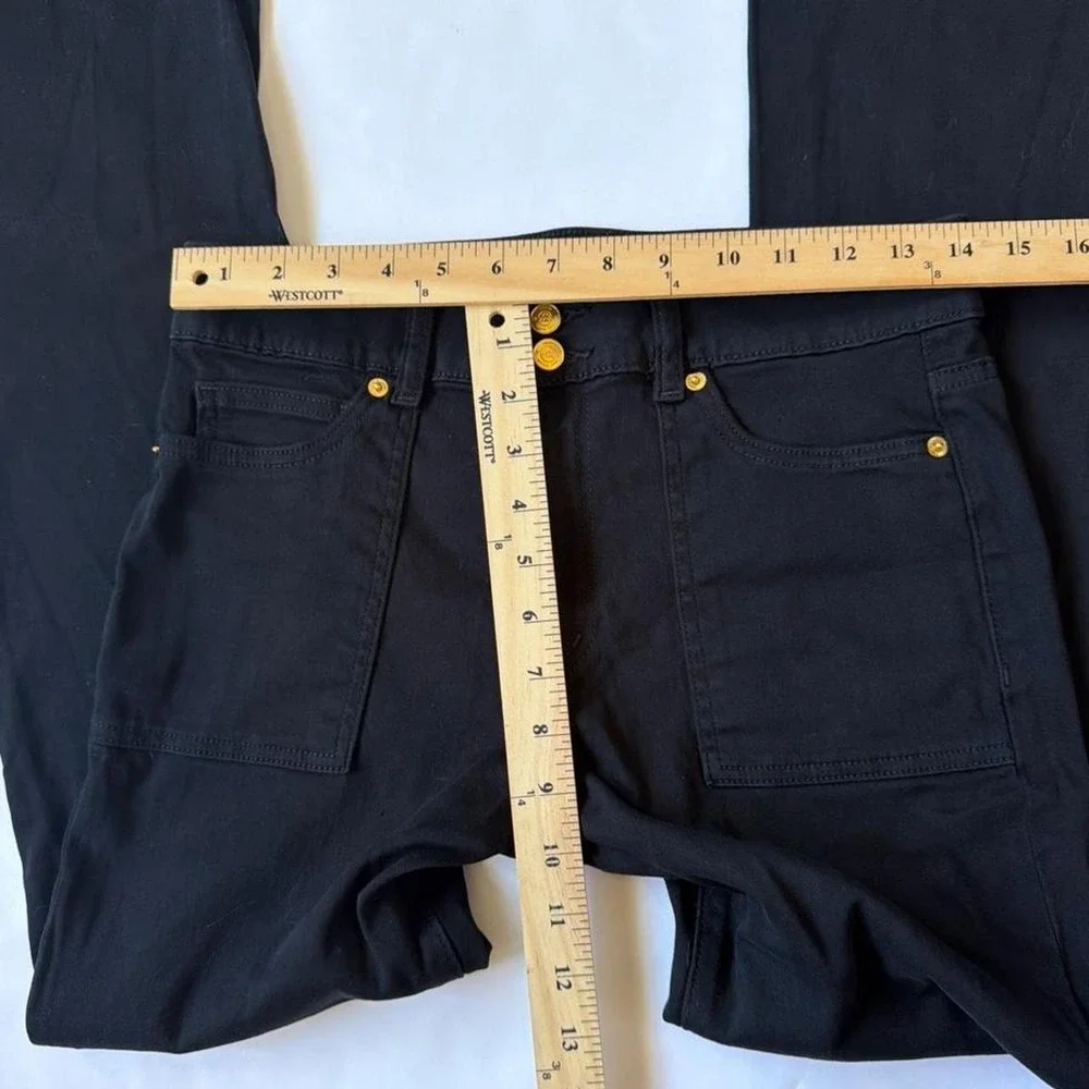 Michael Kors Black Flare Trouser Jeans Gold Double Button Y2K Mcbling Size 8